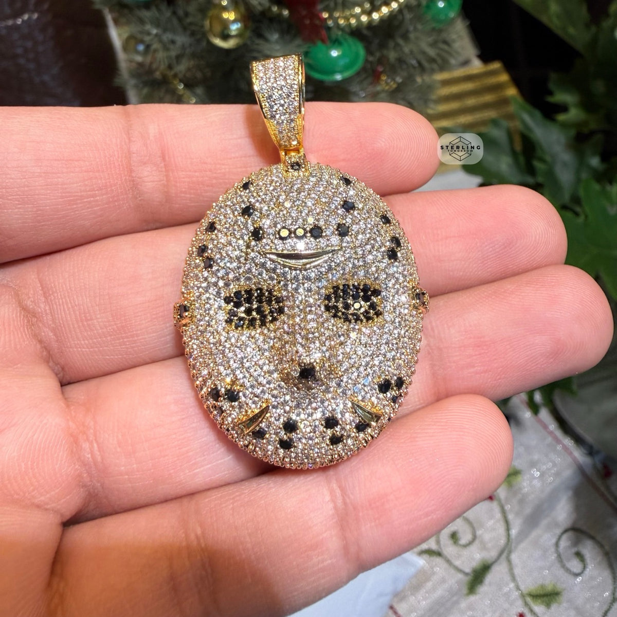 Hockey Iced Mask Out 14K Gold Plated Pendant