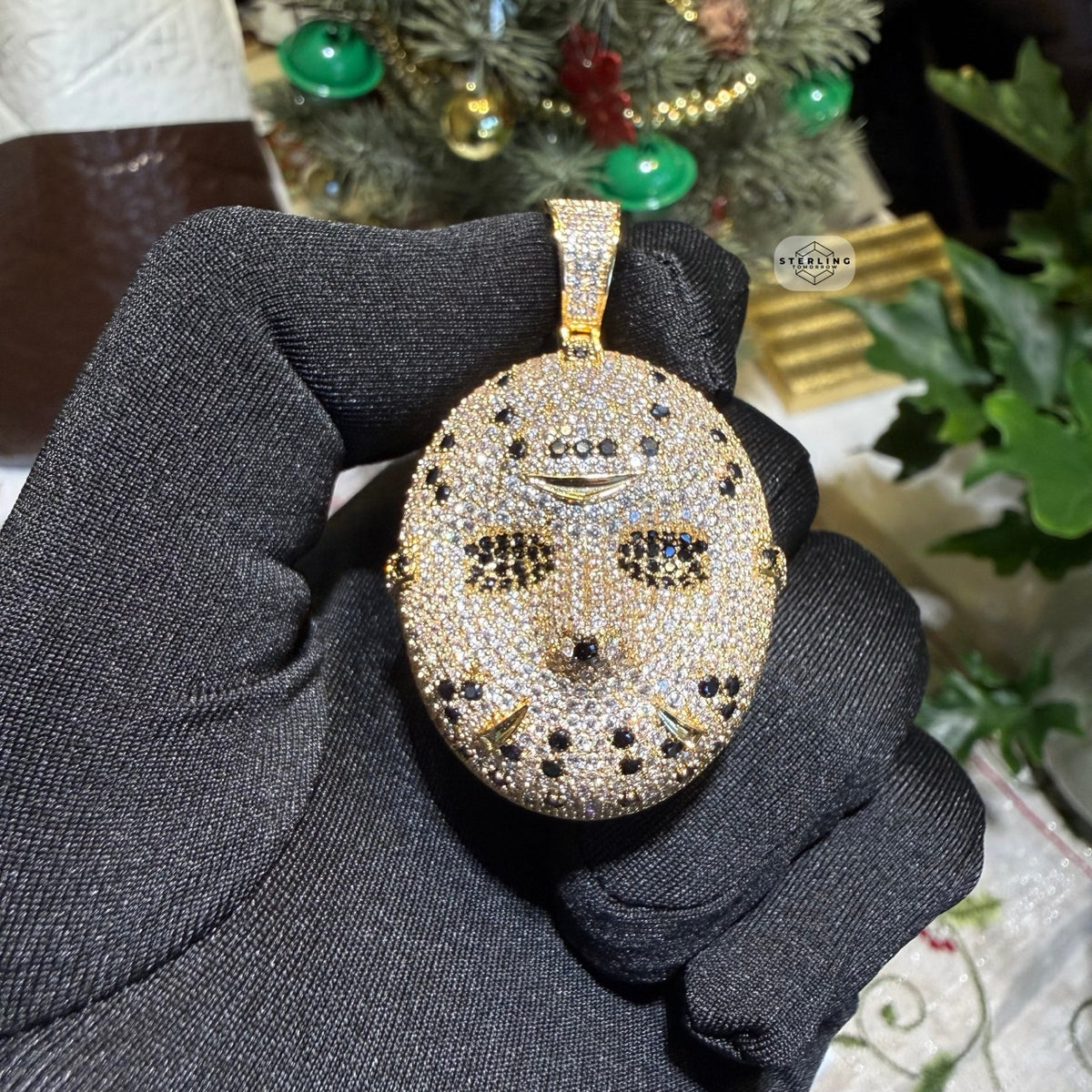 Hockey Iced Mask Out 14K Gold Plated Pendant