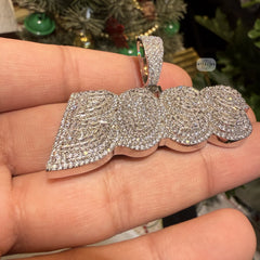 Boss 14K White Gold Plated Iced Statement Pendant
