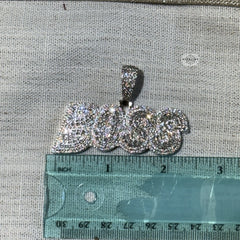 Boss 14K White Gold Plated Iced Statement Pendant