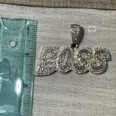 Boss 14K White Gold Plated Iced Statement Pendant