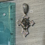 Lion Cross Iced Out Pendant 14k White Gold Plated