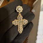 Pear Cut Cross Pendant 14k Gold Plated