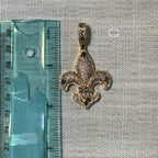 Fleur De Lis 14K Gold Plated Iced Out Pendant