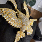 Eagle Guns 14k Gold Plated Iced Pendant
