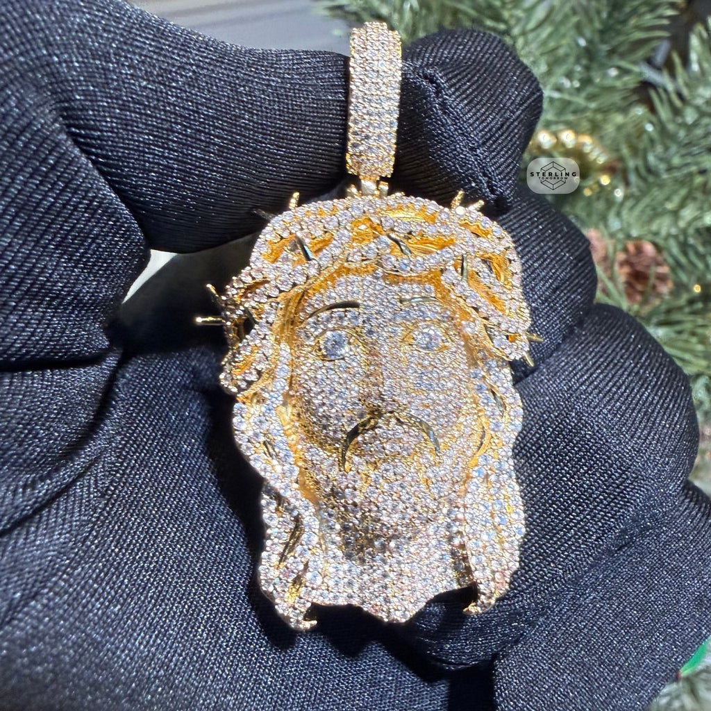 14K Gold Plated Iced Jesus Pendant
