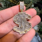 14K Gold Plated Money Sign Iced Pendant