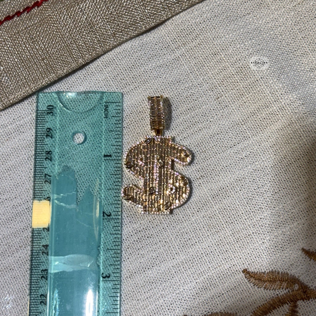 14K Gold Plated Money Sign Iced Pendant