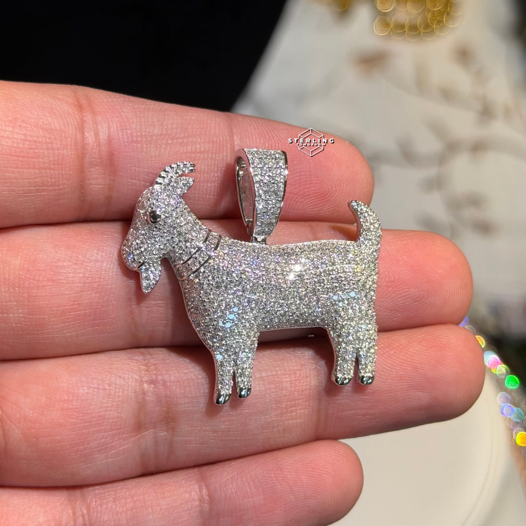 Moissanite Goat Iced Out Pendant + Steel Rope Chain