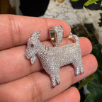 Moissanite Goat Iced Out Pendant + Steel Rope Chain