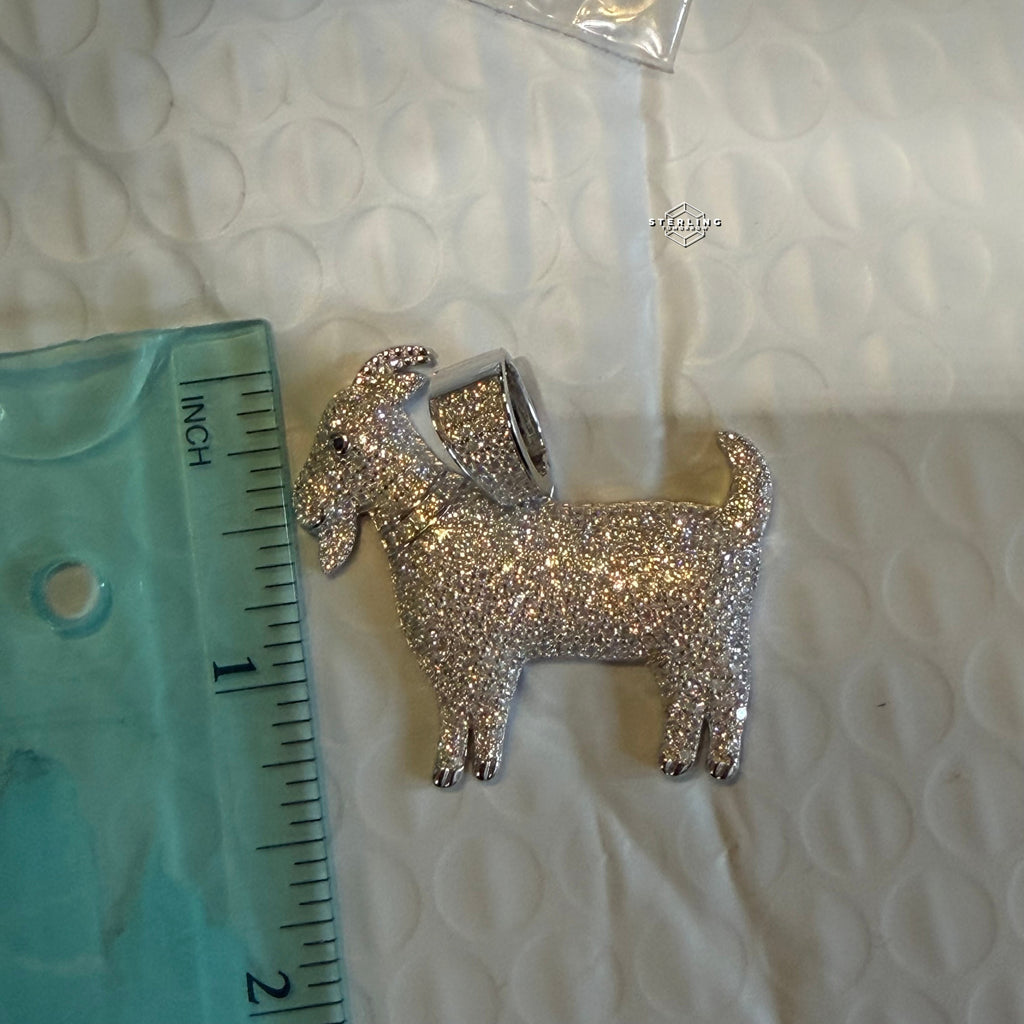 Moissanite Goat Iced Out Pendant + Steel Rope Chain