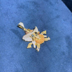 14k Gold Plated Iced Out Pirate Skull Pendant