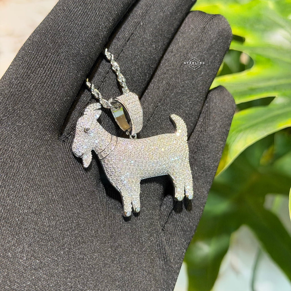 Moissanite Goat Iced Out Pendant + Steel Rope Chain
