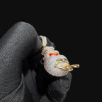 14k Gold Plated Iced Out Angry Duck Pendant Gold Two Tone