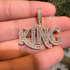 King Iced 14K Gold Plated Pendant + Steel Rope Chain