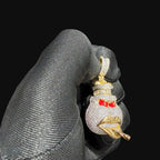 14k Gold Plated Iced Out Angry Duck Pendant Gold Two Tone