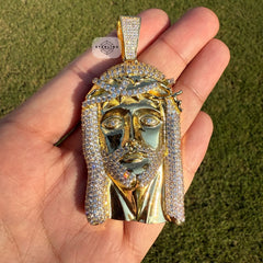 Jesus Iced Out Gold Tone Pendant