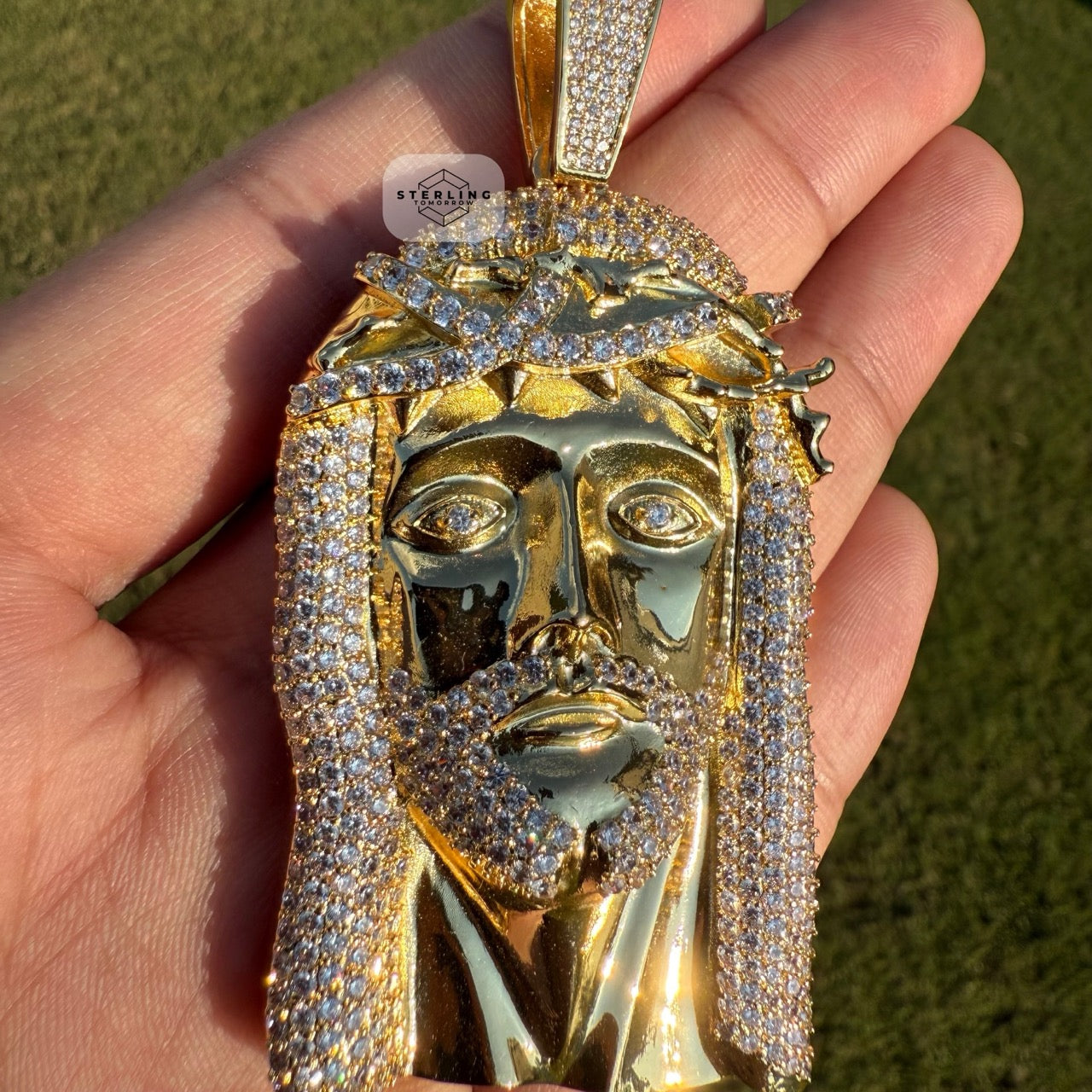 Jesus Iced Out Gold Tone Pendant