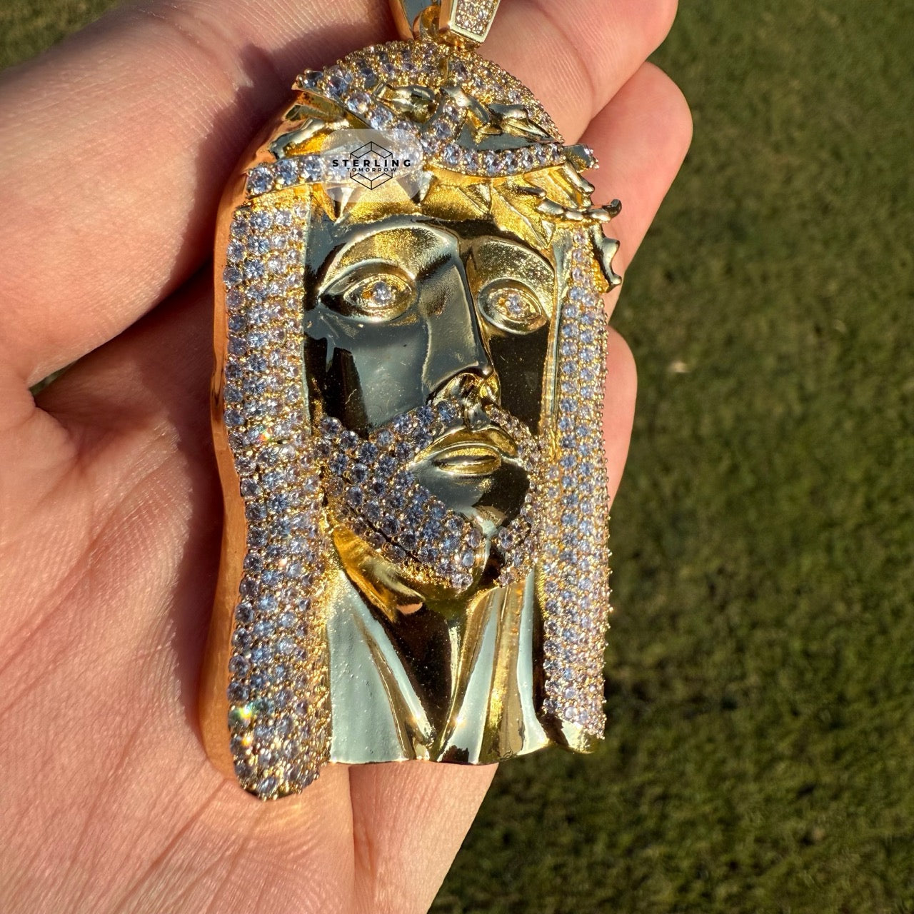Jesus Iced Out Gold Tone Pendant