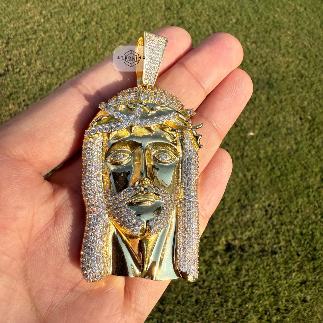 Jesus Iced Out Gold Tone Pendant