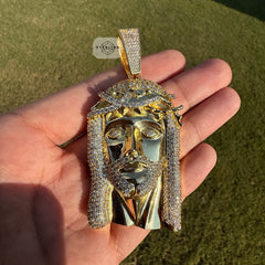 Jesus Iced Out Gold Tone Pendant