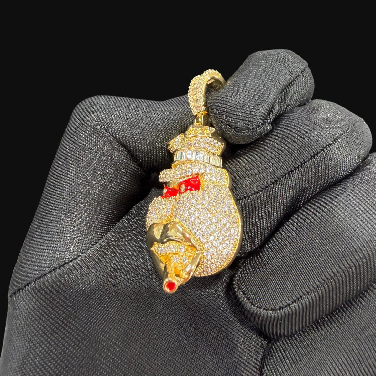 14k Gold Plated Iced Out Angry Duck Pendant