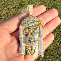 Jesus Iced Out Gold Tone Pendant