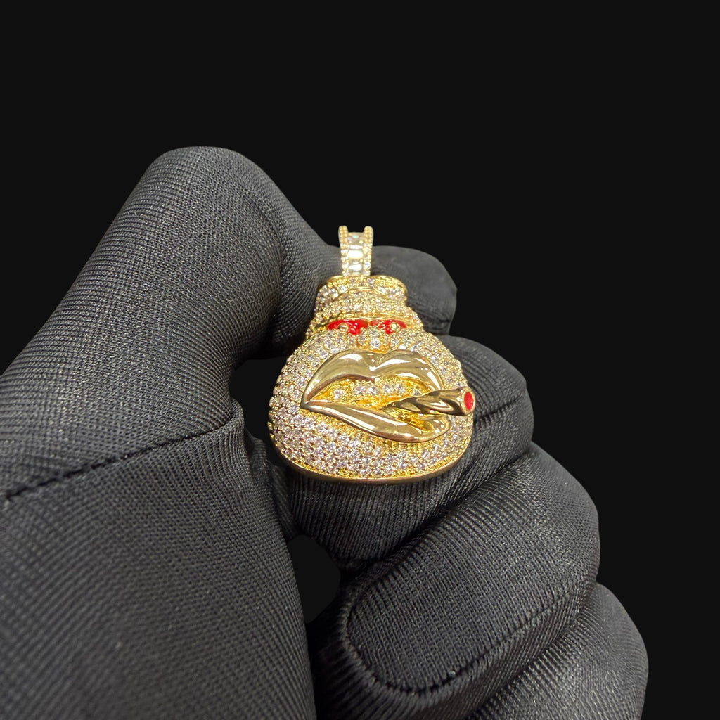 14k Gold Plated Iced Out Angry Duck Pendant