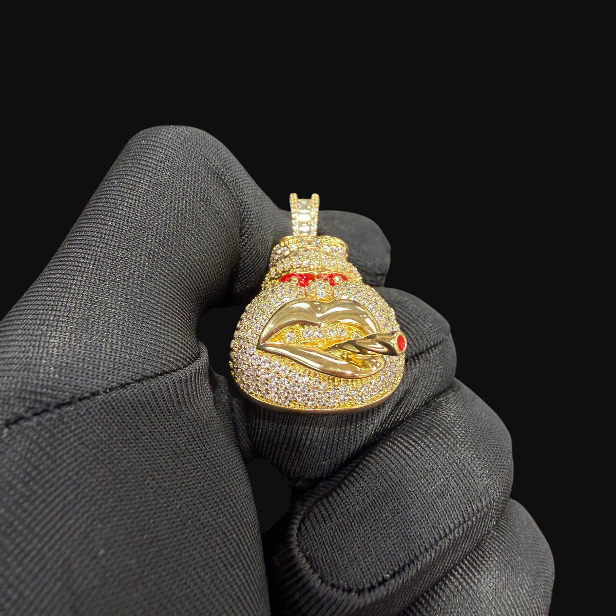 14k Gold Plated Iced Out Angry Duck Pendant