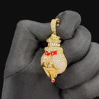 14k Gold Plated Iced Out Angry Duck Pendant