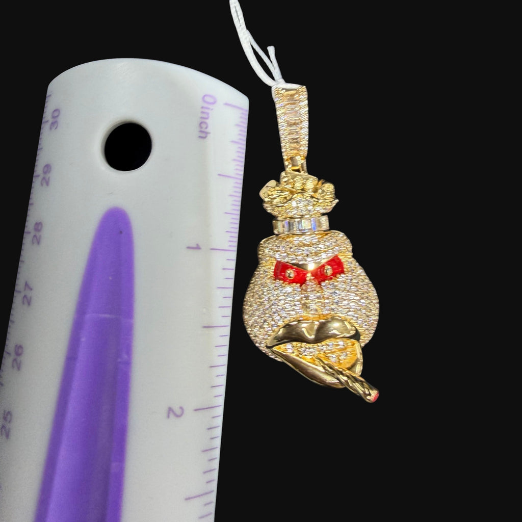 14k Gold Plated Iced Out Angry Duck Pendant
