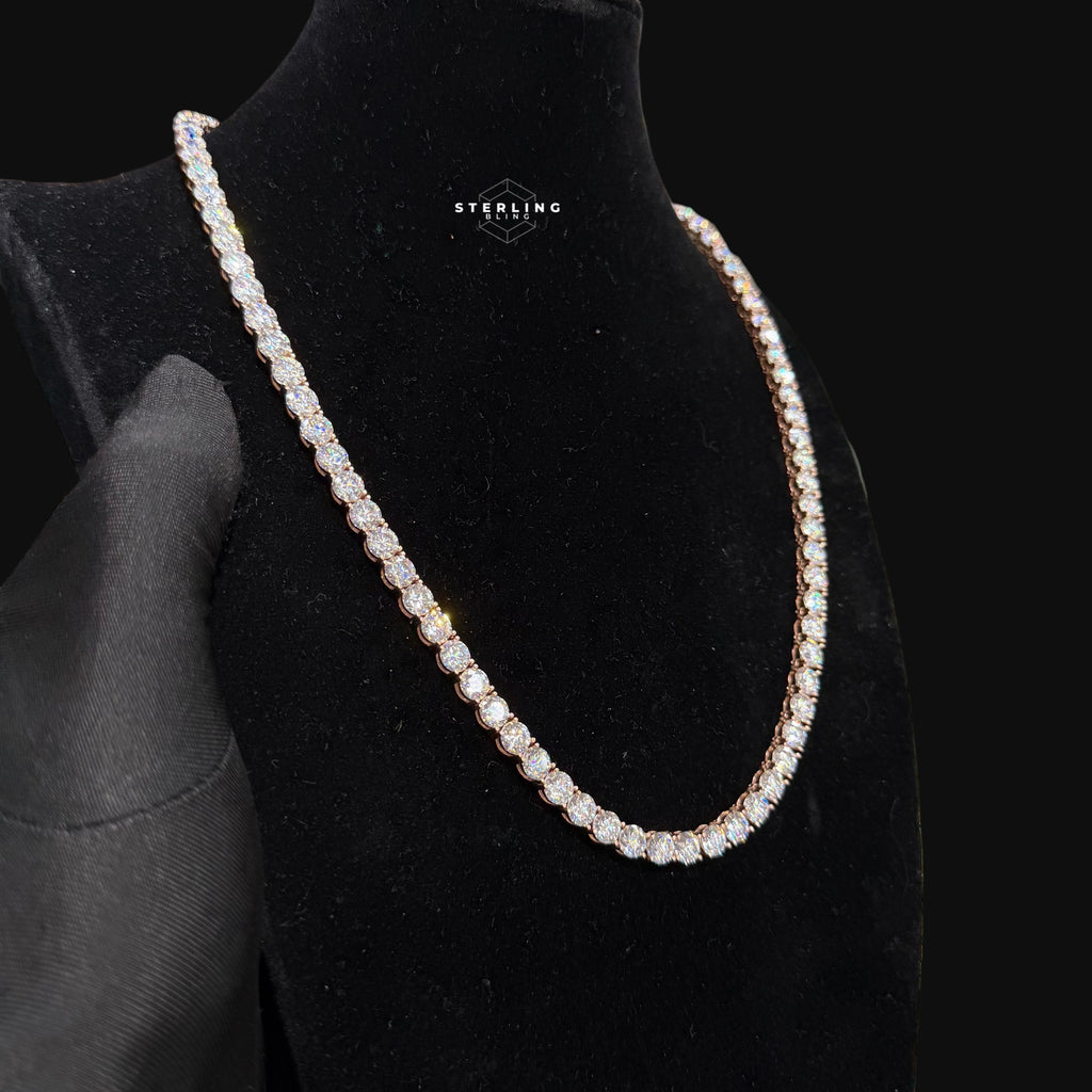 Moissanite 6mm Rose Gold Tennis Chain 925 Sterling Silver