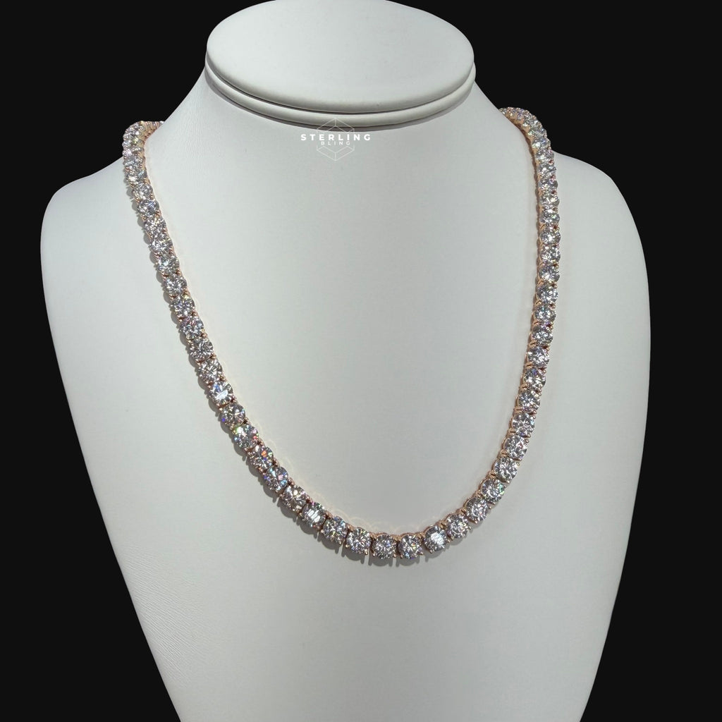 Moissanite 6mm Rose Gold Tennis Chain 925 Sterling Silver