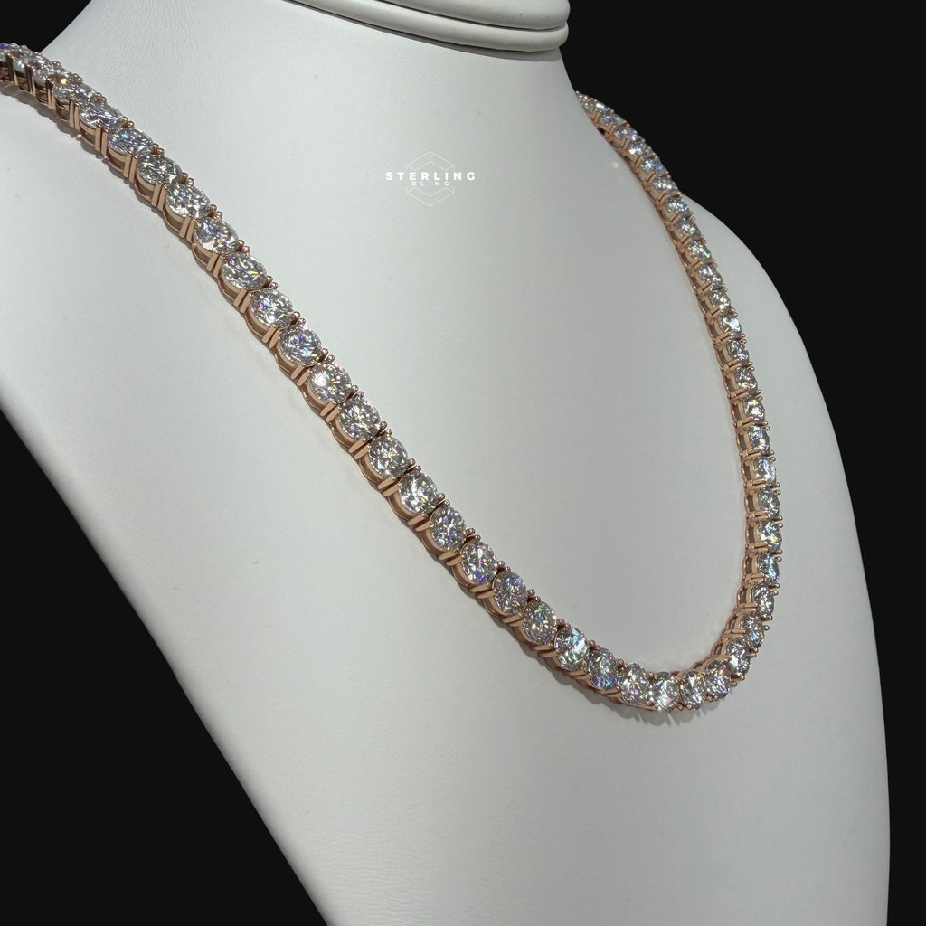 Moissanite 6mm Rose Gold Tennis Chain 925 Sterling Silver