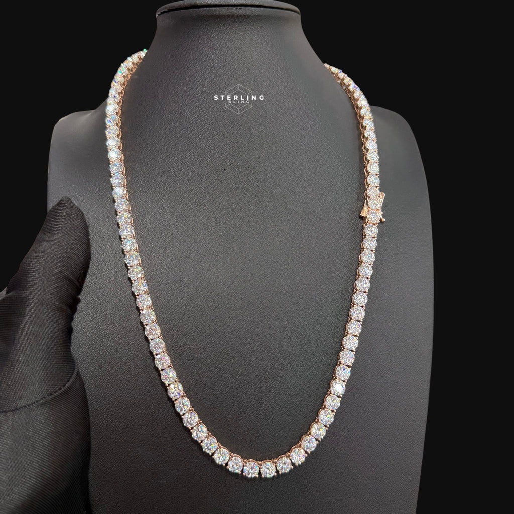 Moissanite 6mm Rose Gold Tennis Chain 925 Sterling Silver