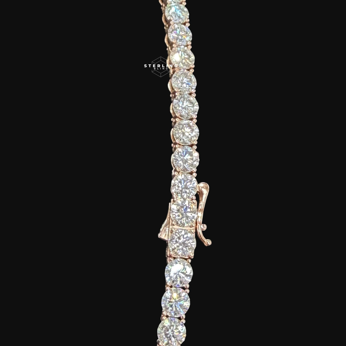 Moissanite 6mm Rose Gold Tennis Chain 925 Sterling Silver