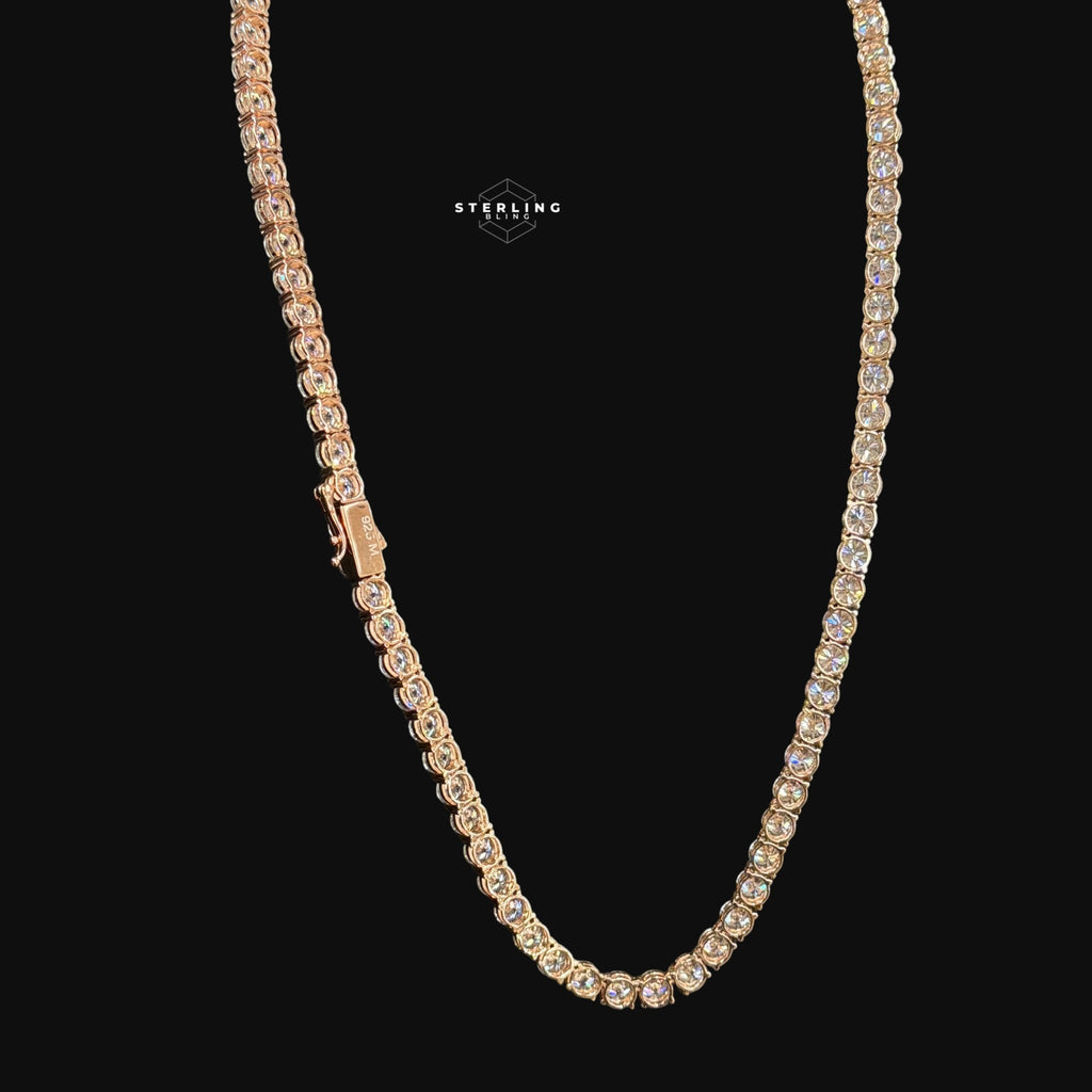 Moissanite 6mm Rose Gold Tennis Chain 925 Sterling Silver