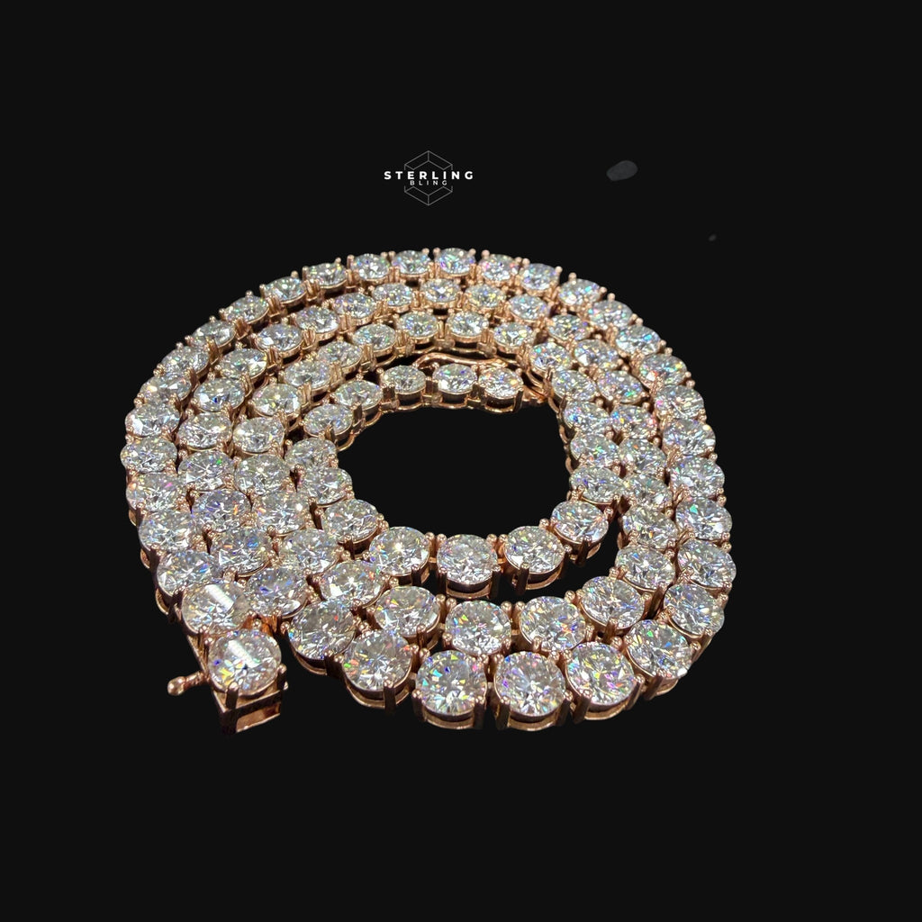 Moissanite 6mm Rose Gold Tennis Chain 925 Sterling Silver