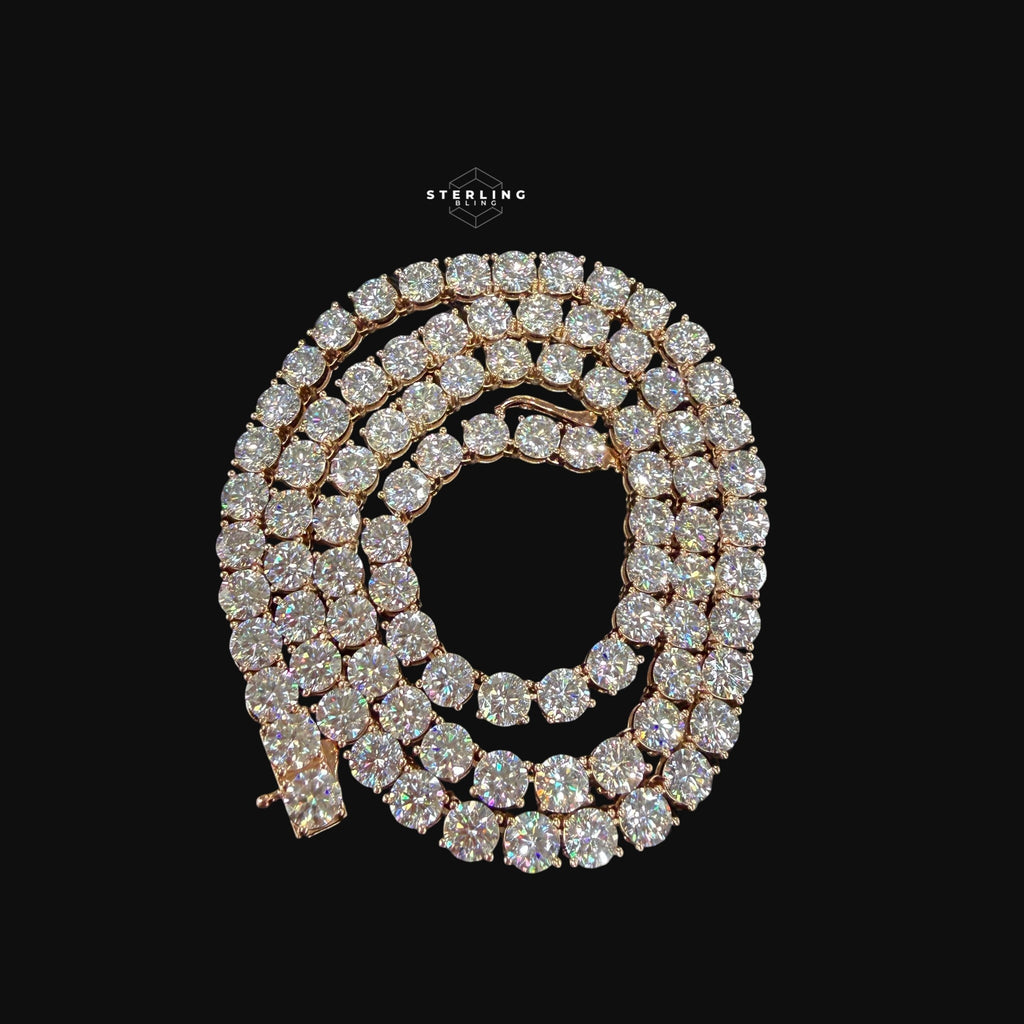 Moissanite 6mm Rose Gold Tennis Chain 925 Sterling Silver