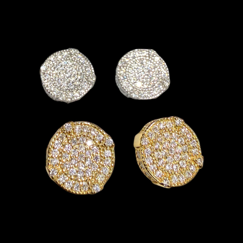 10mm Moissanite Iced Out Screwback Earrings, Solid 925 Sterling Silver Round Stud Earrings, Unisex Hip Hop Jewelry