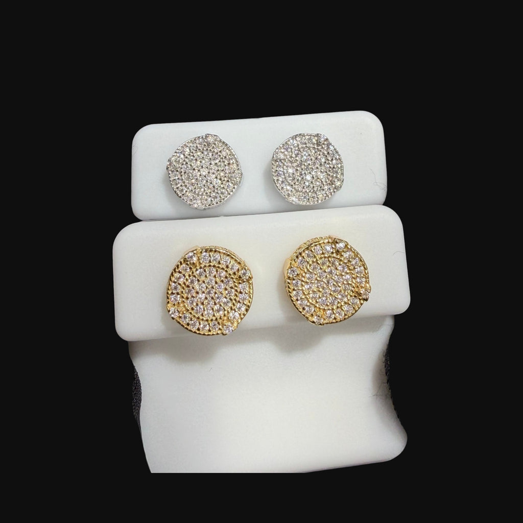 10mm Moissanite Iced Out Screwback Earrings, Solid 925 Sterling Silver Round Stud Earrings, Unisex Hip Hop Jewelry
