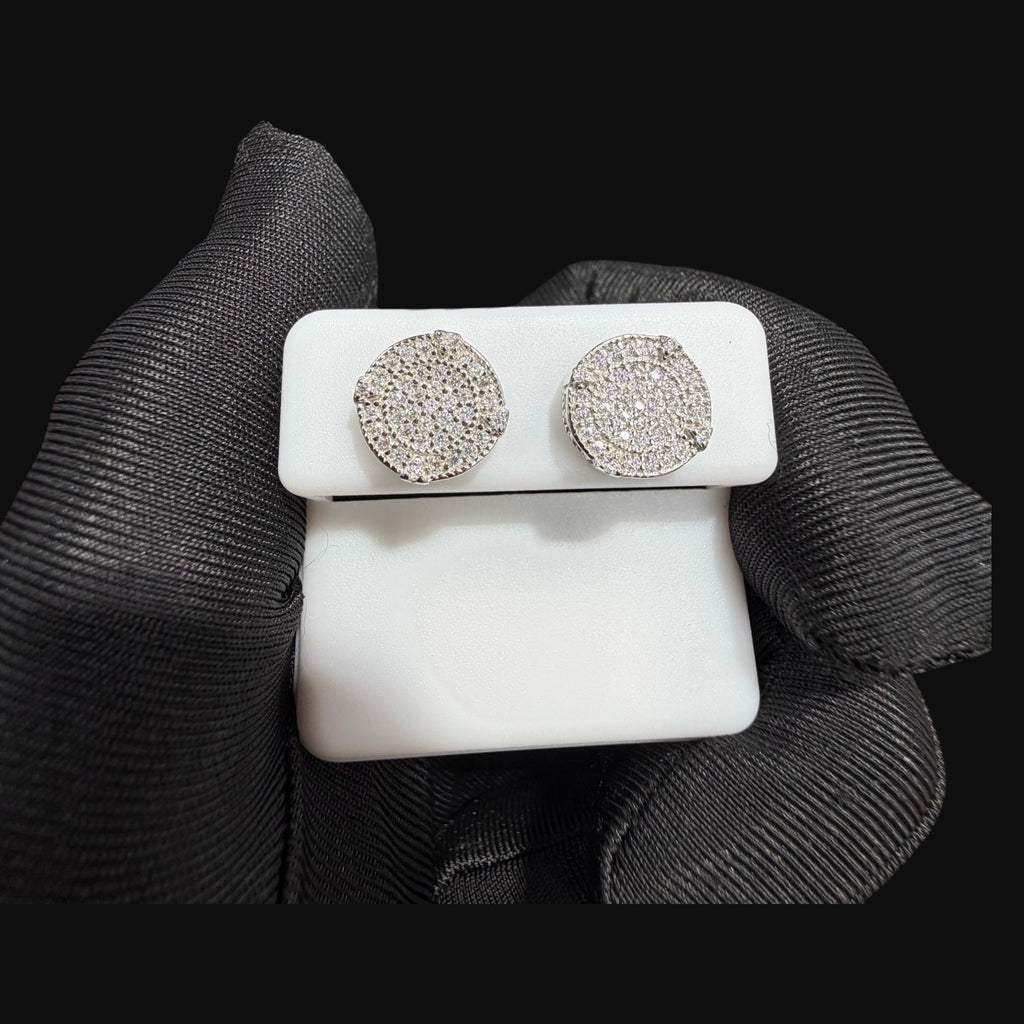 10mm Moissanite Iced Out Screwback Earrings, Solid 925 Sterling Silver Round Stud Earrings, Unisex Hip Hop Jewelry