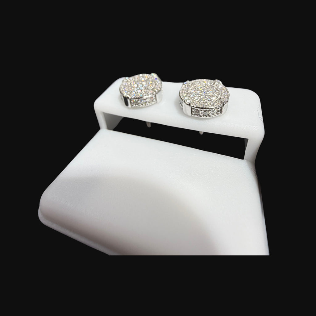 10mm Moissanite Iced Out Screwback Earrings, Solid 925 Sterling Silver Round Stud Earrings, Unisex Hip Hop Jewelry