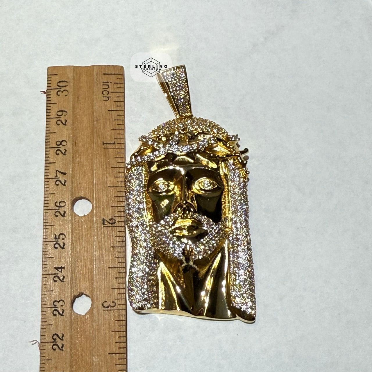 Jesus Iced Out Gold Tone Pendant