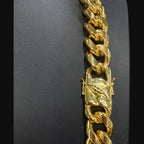 22mm 24 Inch Gold Miami Cuban Chain, Triple Layer 18K Gold PVD Stainless Steel Necklace, Chunky Hip Hop Unisex Jewelry
