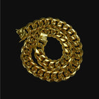 22mm 24 Inch Gold Miami Cuban Chain, Triple Layer 18K Gold PVD Stainless Steel Necklace, Chunky Hip Hop Unisex Jewelry