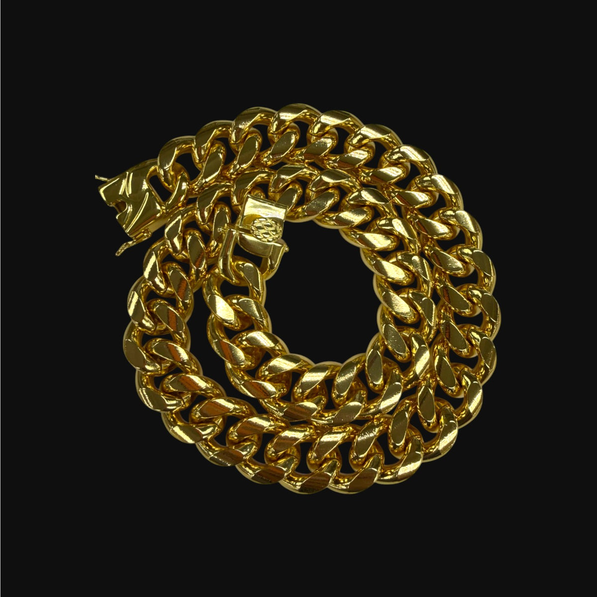 22mm 24 Inch Gold Miami Cuban Chain, Triple Layer 18K Gold PVD Stainless Steel Necklace, Chunky Hip Hop Unisex Jewelry