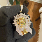 Iced Jesus Pendant Crown of Thorns CZ Diamond Hip Hop Chain Gold Plated Religious Bling Necklace Streetwear Jewelry Rope Chain
