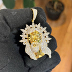 Iced Jesus Pendant Crown of Thorns CZ Diamond Hip Hop Chain Gold Plated Religious Bling Necklace Streetwear Jewelry Rope Chain