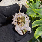 Iced Jesus Pendant Crown of Thorns CZ Diamond Hip Hop Chain Gold Plated Religious Bling Necklace Streetwear Jewelry Rope Chain